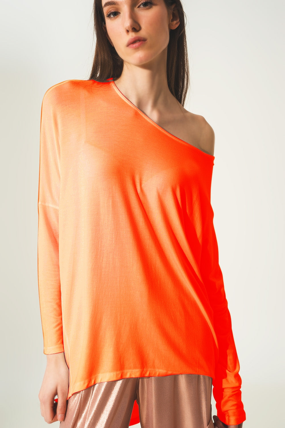 Top à manches longues en modal orange