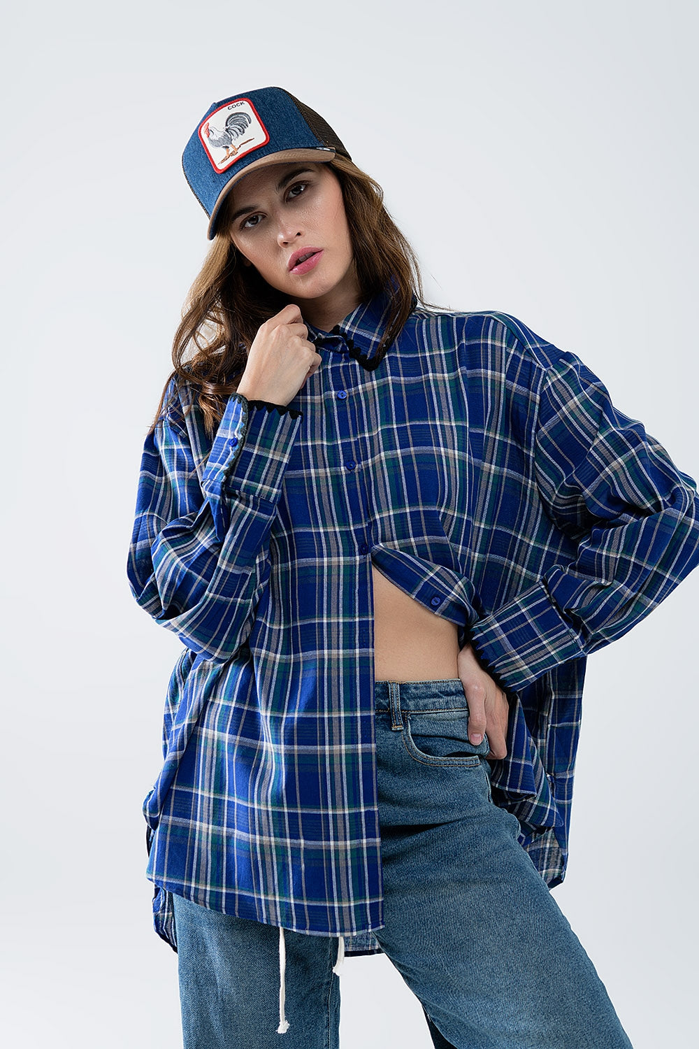 Chemise oversize de bûcheron en bleu