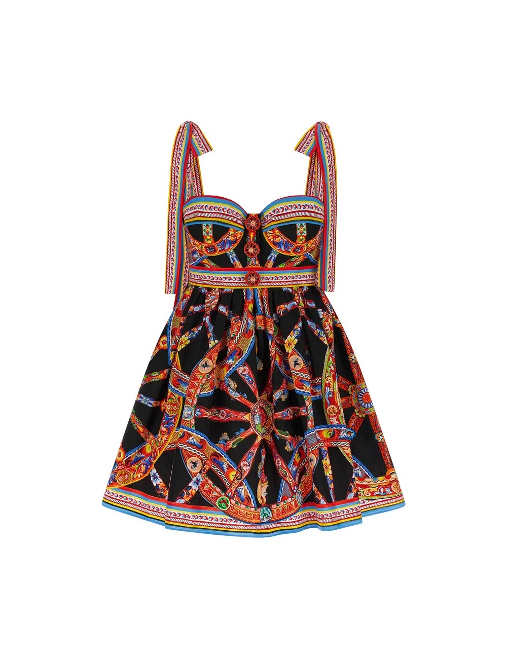DOLCE & GABBANA – ROBE EN POPELINE À IMPRIMÉ CARRETTO MULTICOLORE