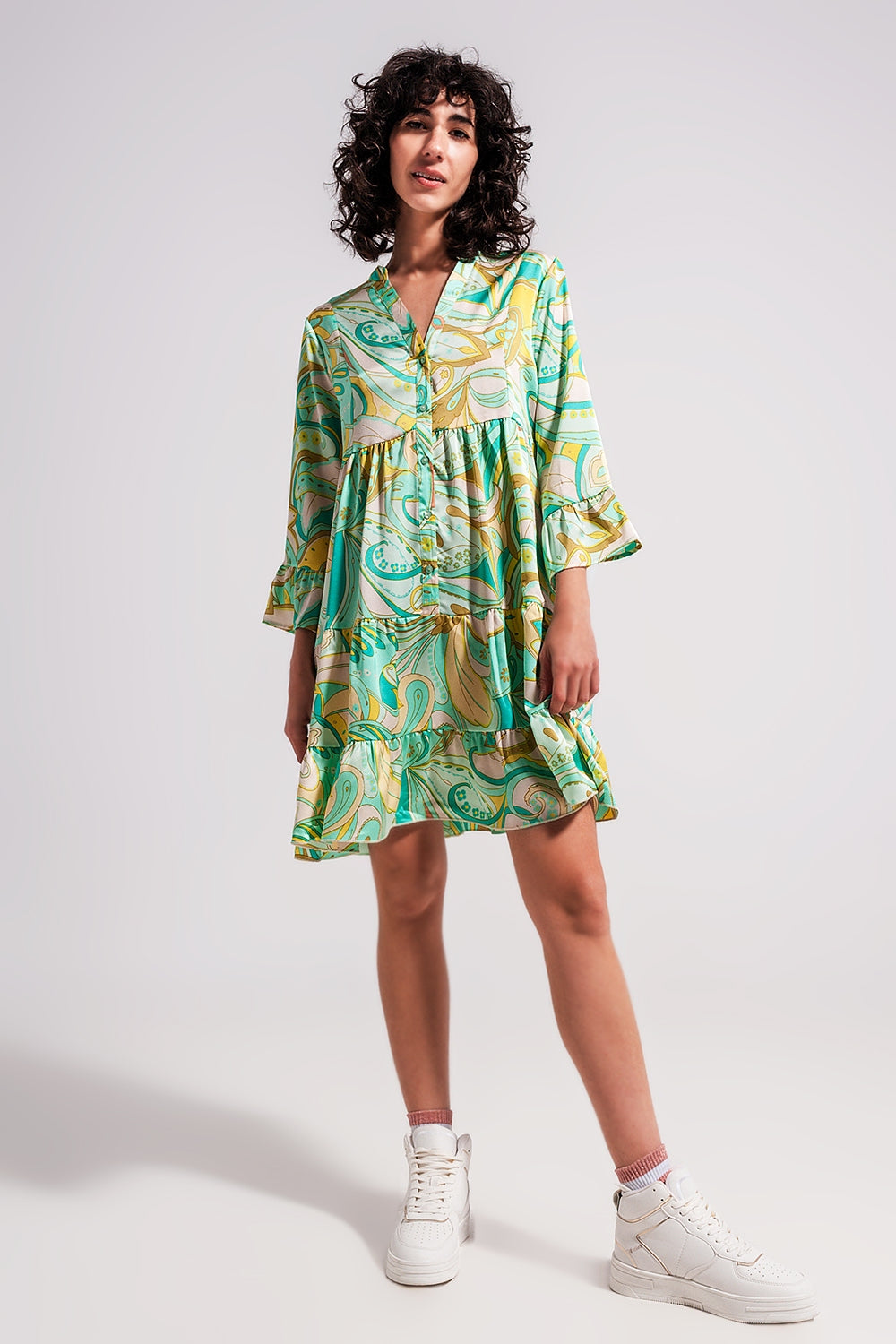 Robe à manches trois quarts Vert